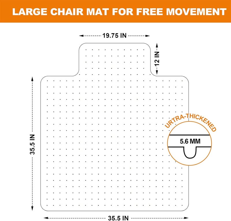 TONOS Chair Mat for Carpet- Low Pile (1/4" Thick) Carpet Protector for Office Gaming Computer Desk Chair. Heavy Duty Desk Chair Mat for Carpeted Floors, Semi Transparent (with Lip（Thickened）) - Image 2